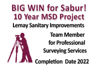 Big Win for Sabur, 10 year MSD Project Team Member for Professional Surveying Services Completion Date 2022 
